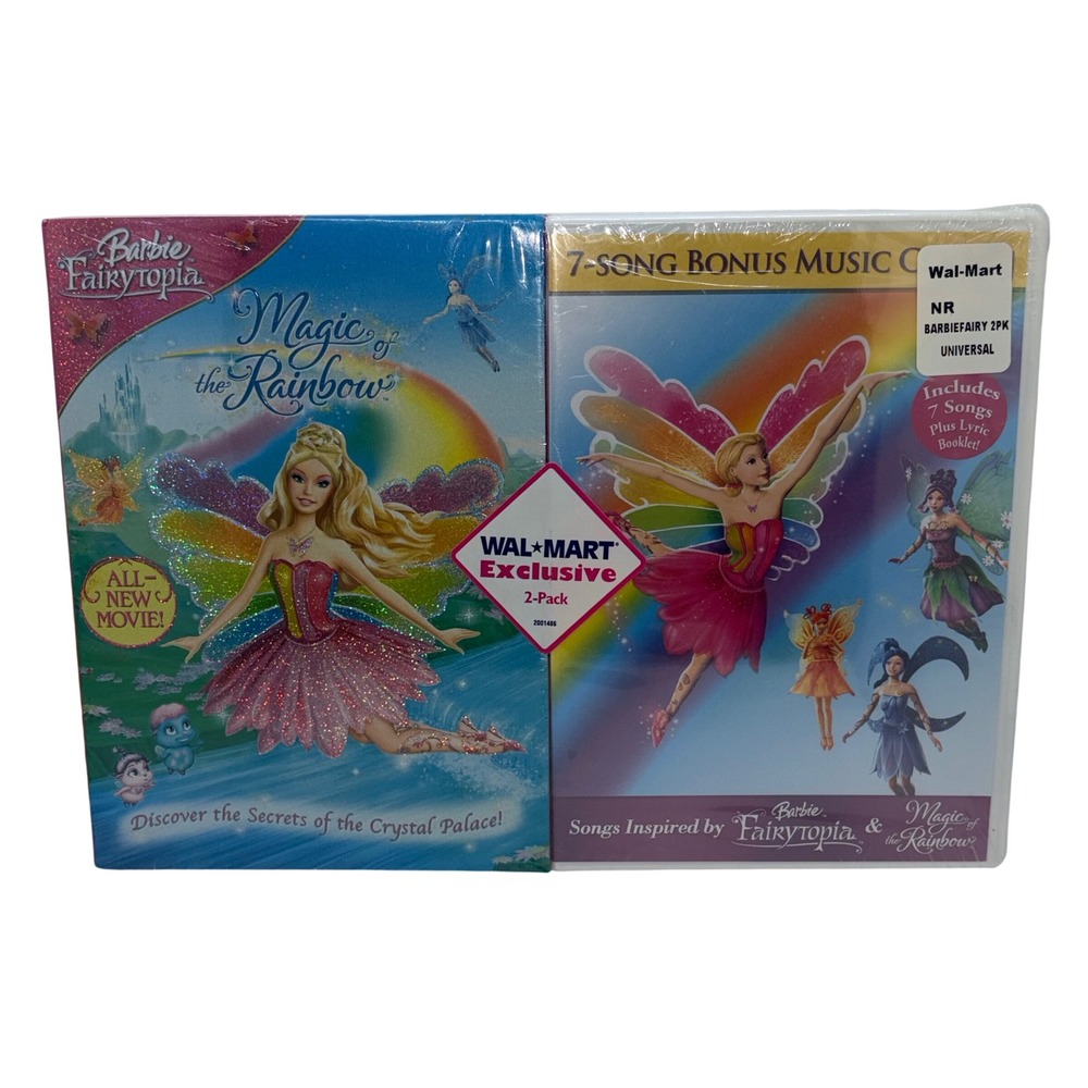 Barbie Fairytopia Magic of the Rainbow DVD & 7-Song Music CD Walmart 2-Pack
